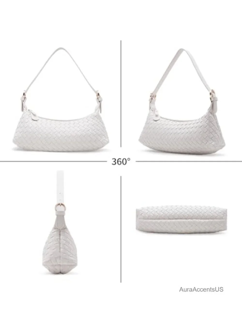 Woven Faux Leather Shoulder Bag Hobo Purse Crossbody with Adjustable Strap